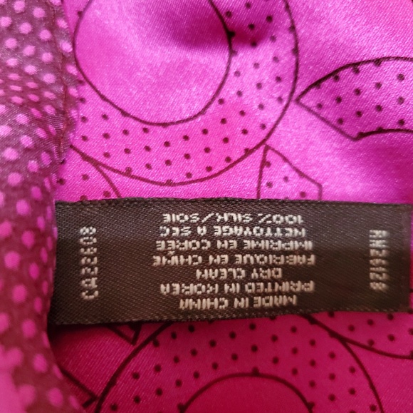 COACH HOT PINK AND BROWN OBLONG SILK SCARF - Picture 3 of 4